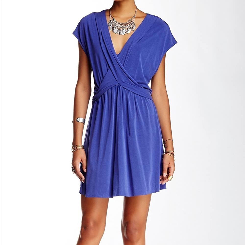 NWOT Free People Criss Cross Front Blue Dress